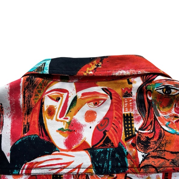 Kaktus Women’s XL Colorful Abstract Pablo Picasso Portraits Art Print 3/4 Jacket - Picture 11 of 16